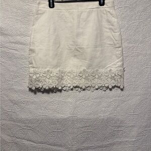 J. Crew Cream Mini Skirt with Floral Lace